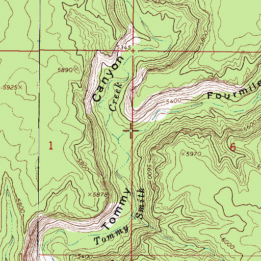 Topographic Map of Fourmile Canyon, UT