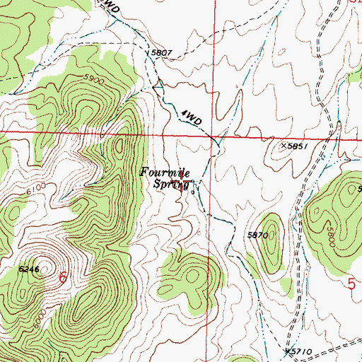 Topographic Map of Fourmile Spring, UT