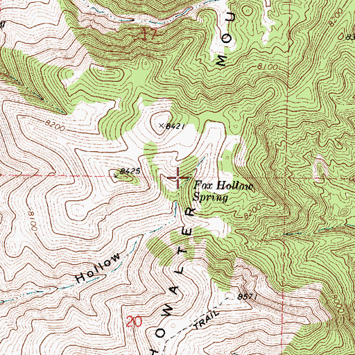 Topographic Map of Fox Hollow Spring, UT