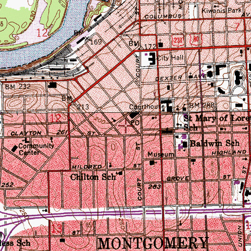 Topographic Map of Professional Center Hospital, AL