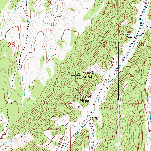 Topographic Map of Frank Mine, UT