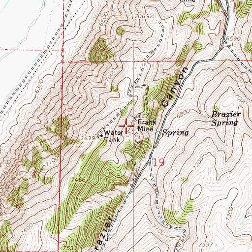 Topographic Map of Frank Mine, UT
