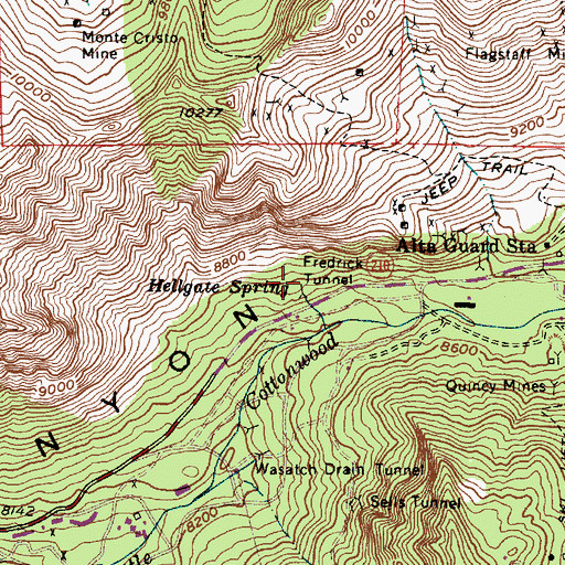 Topographic Map of Fredrick Tunnel, UT