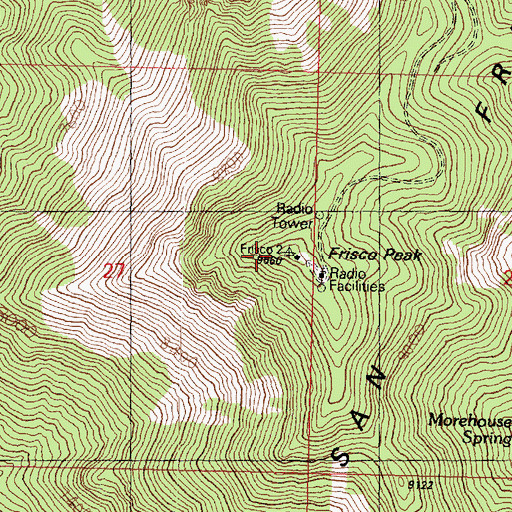 Topographic Map of Frisco Peak, UT