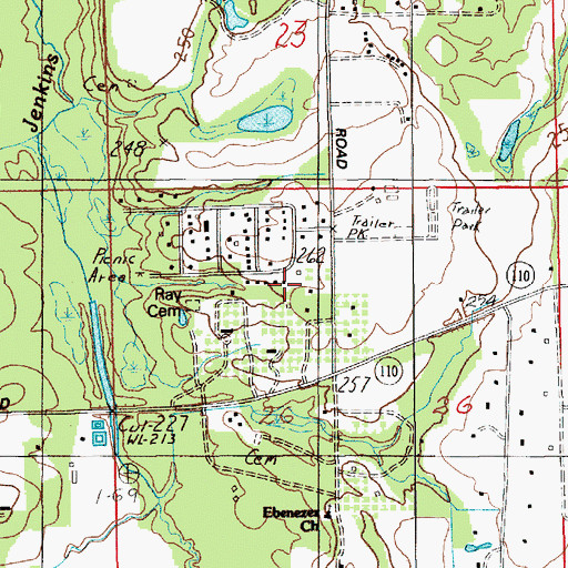 Topographic Map of Ranchette Estates, AL