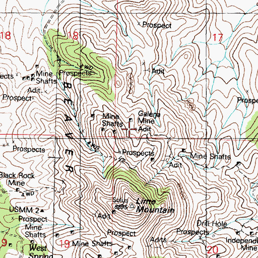 Topographic Map of Galena Mine, UT