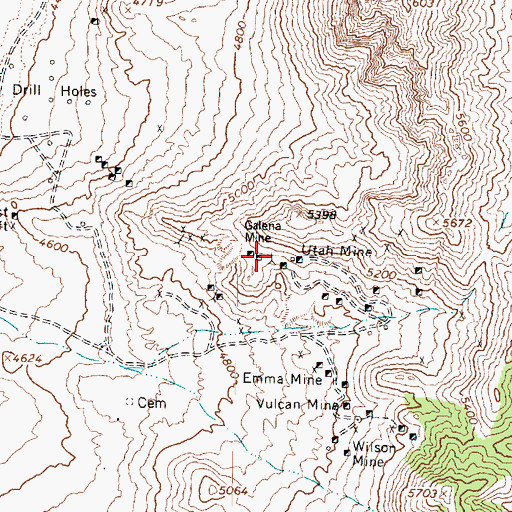 Topographic Map of Galena Mine, UT