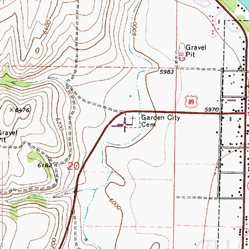 Topographic Map of Garden City Cemetery, UT