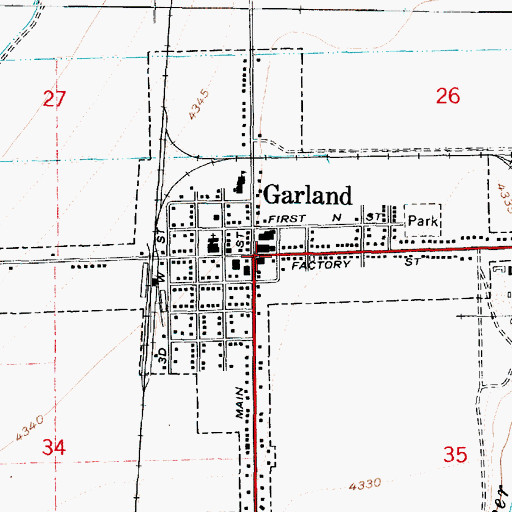 Topographic Map of Garland, UT