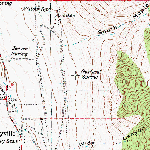 Topographic Map of Garland Spring, UT