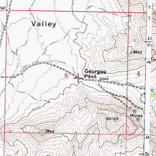 Topographic Map of Georges Pass, UT