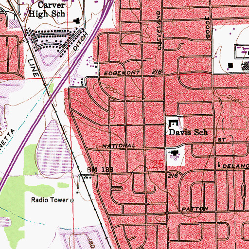 Topographic Map of Ridgecrest, AL