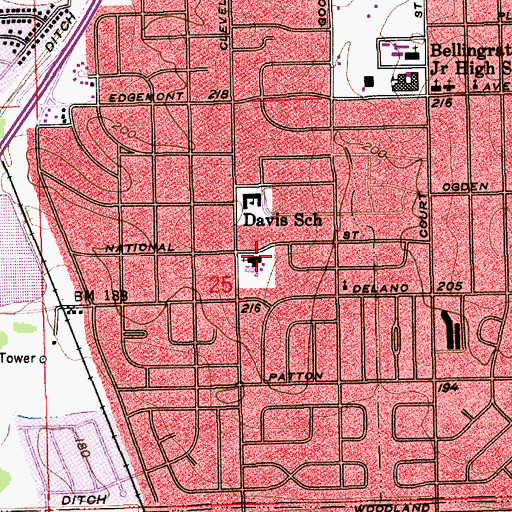 Topographic Map of Ridgecrest Baptist Church, AL