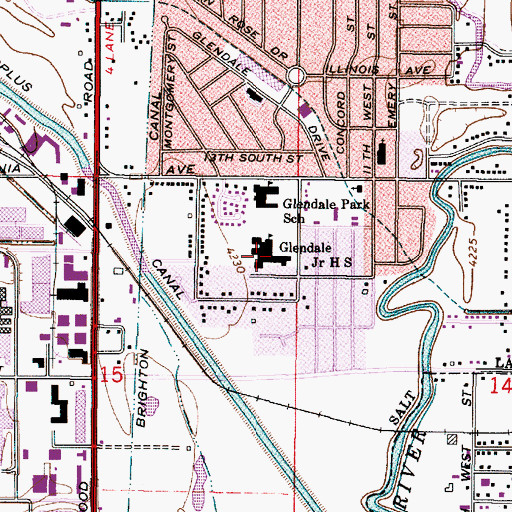 Topographic Map of Glendale Middle School, UT