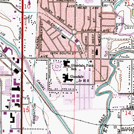 Topographic Map of Mountain View Elementary School, UT