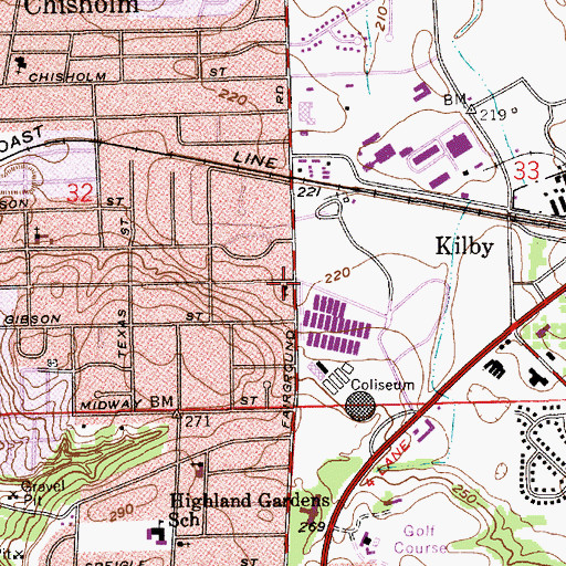Topographic Map of Rigby Street Baptist Church, AL