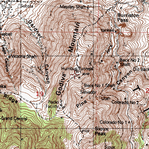 Topographic Map of Godiva Mountain, UT