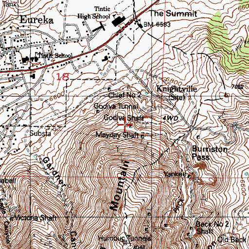 Topographic Map of Godiva Shaft, UT