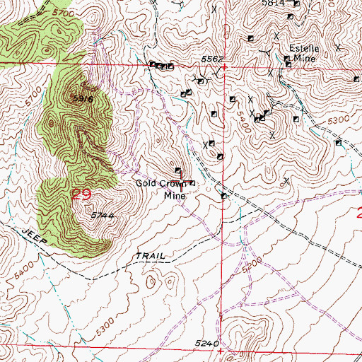 Topographic Map of Gold Crown Mine, UT