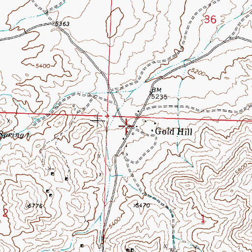 Topographic Map of Gold Hill, UT