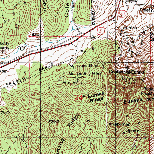 Topographic Map of Golden Ray Mine, UT
