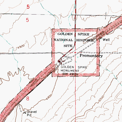 Topographic Map of Golden Spike Monument, UT