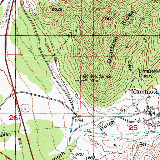 Topographic Map of Golden Sunset Mine, UT