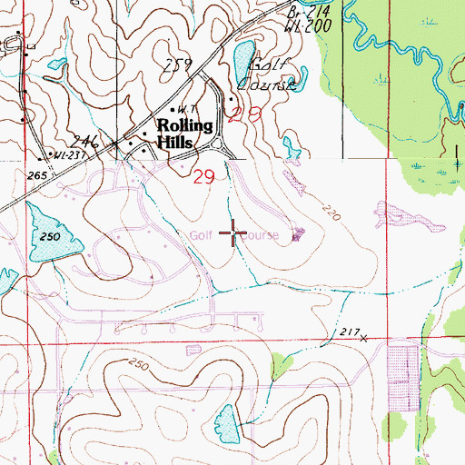 Topographic Map of Rolling Hills Golf and Racquet Club, AL