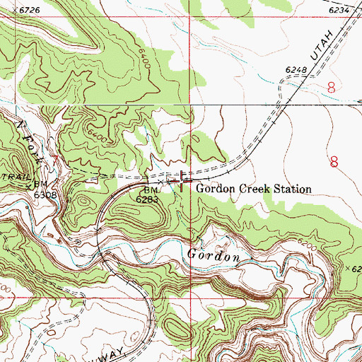 Topographic Map of Gordon Creek Station, UT