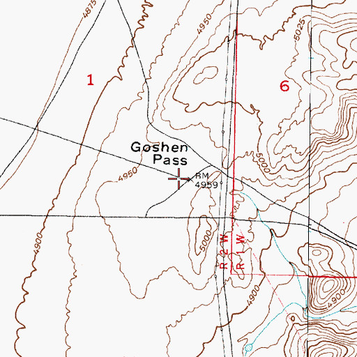 Topographic Map of Goshen Pass, UT