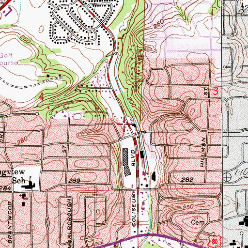 Topographic Map of Romeo and Juliet School, AL