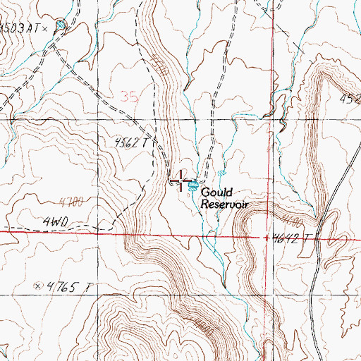 Topographic Map of Gould Reservoir, UT