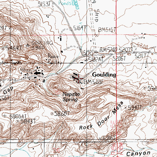 Topographic Map of Goulding Trading Post, UT