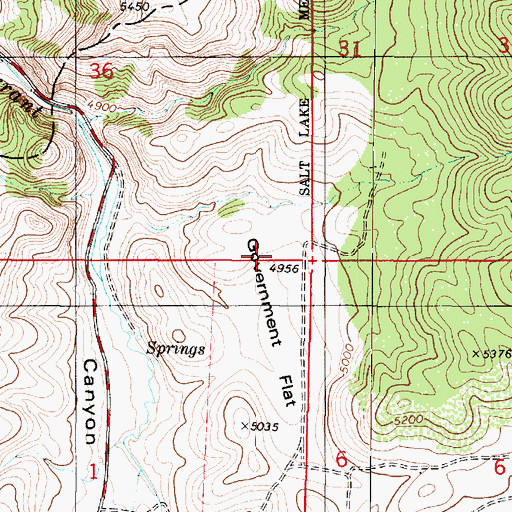 Topographic Map of Government Flat, UT