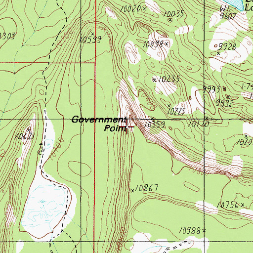 Topographic Map of Government Point, UT