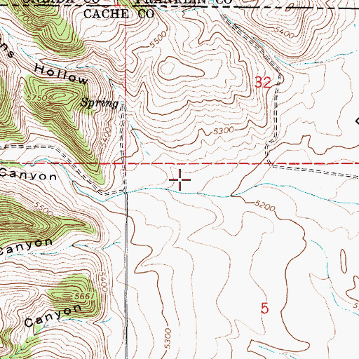 Topographic Map of Gowans Hollow, UT