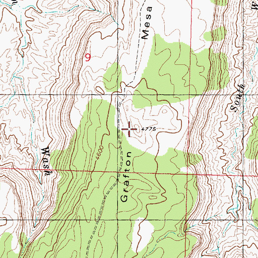 Topographic Map of Grafton Mesa, UT