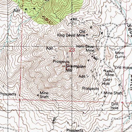 Topographic Map of Grampian Hill, UT