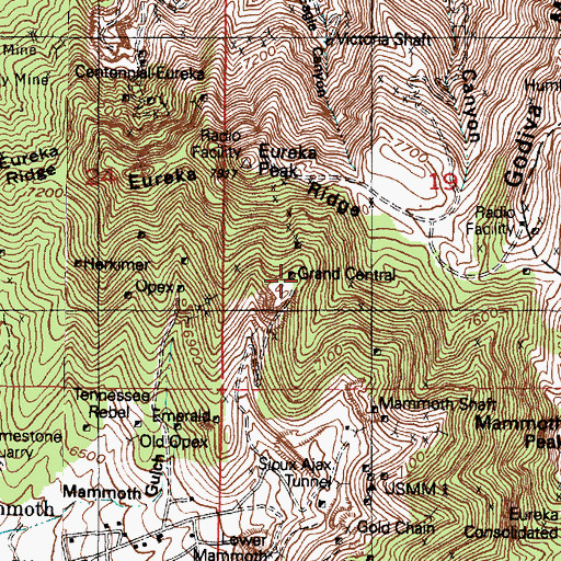 Topographic Map of Grand Central, UT