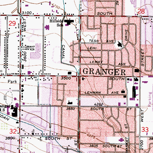 Topographic Map of Granger, UT