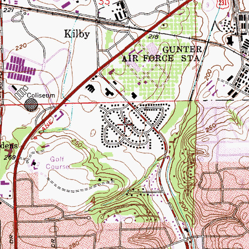 Topographic Map of Rosemont Heights, AL