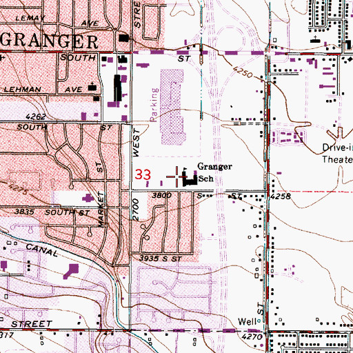 Topographic Map of Granger School, UT
