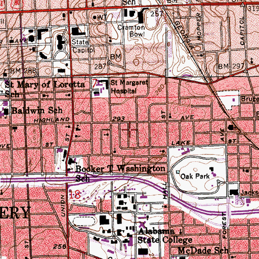 Topographic Map of Ross Street Christian Church, AL