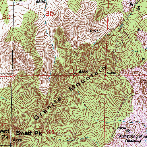 Topographic Map of Granite Mountain, UT