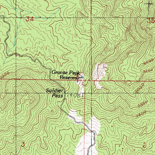 Topographic Map of Granite Peak Reservoir, UT