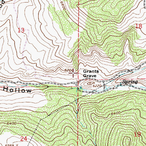 Topographic Map of Grants Grave, UT
