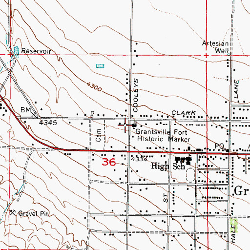Topographic Map of Grantsville Fort Historic Marker, UT