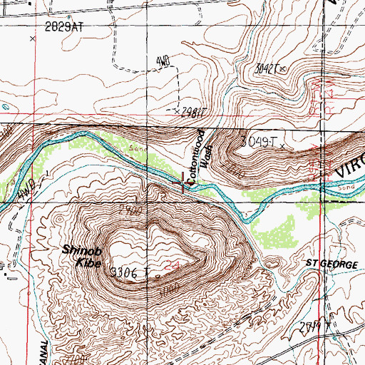 Topographic Map of Grapevine Pass Wash, UT