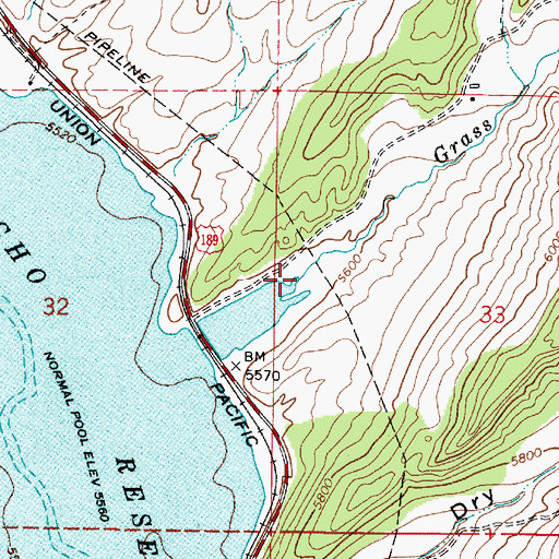Topographic Map of Grass Creek, UT