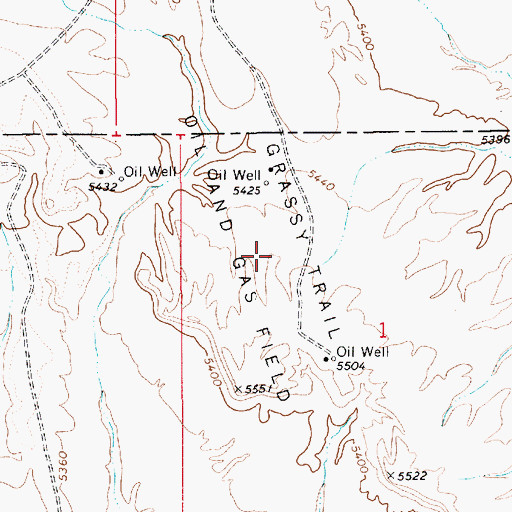 Topographic Map of Grassy Trail Oil and Gas Field, UT